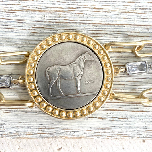 Horse jewelry coin bracelet country western derby equestrian