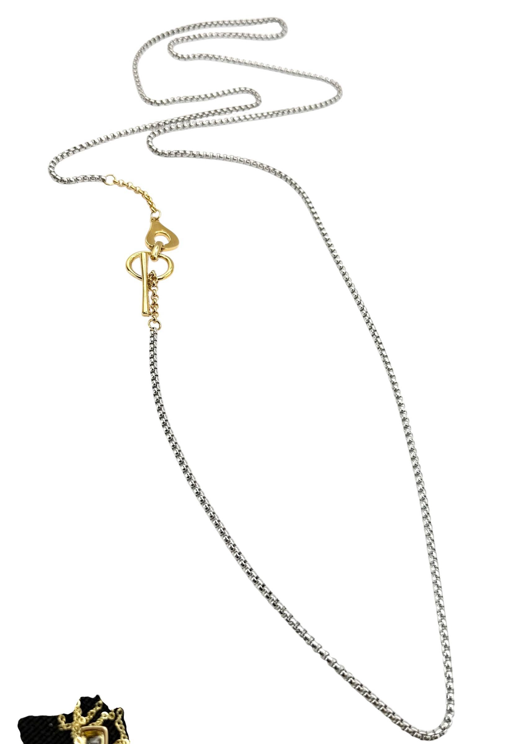 Mixed Metal 3-Way Lariat Gold Silver Necklace