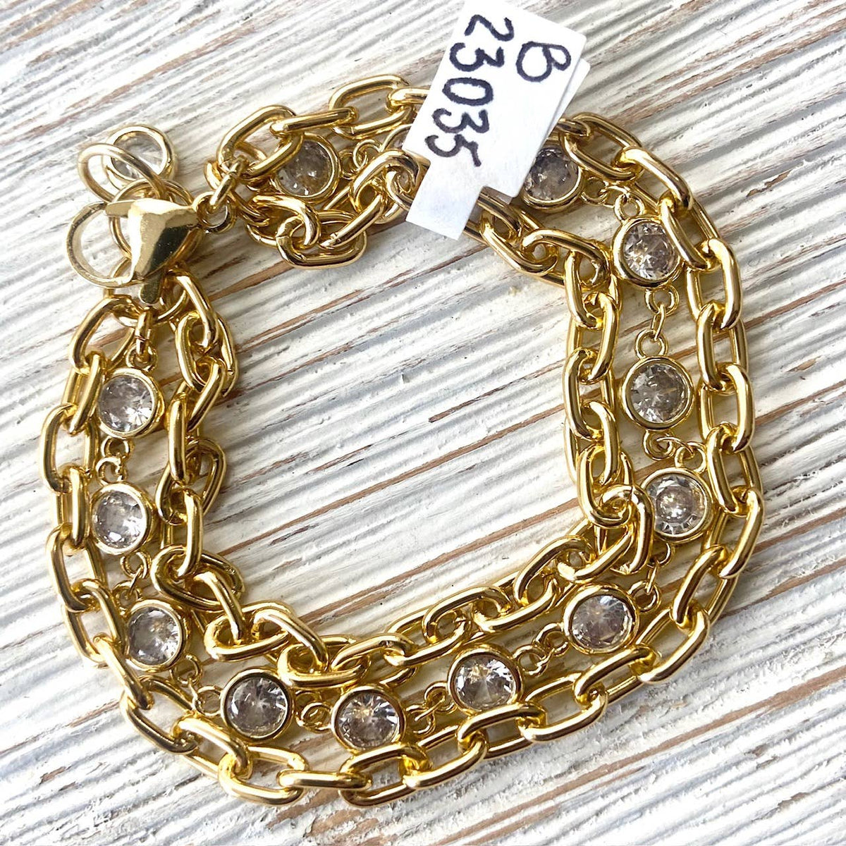 Crystal gold bracelet boutique salon trendy jewelry pave