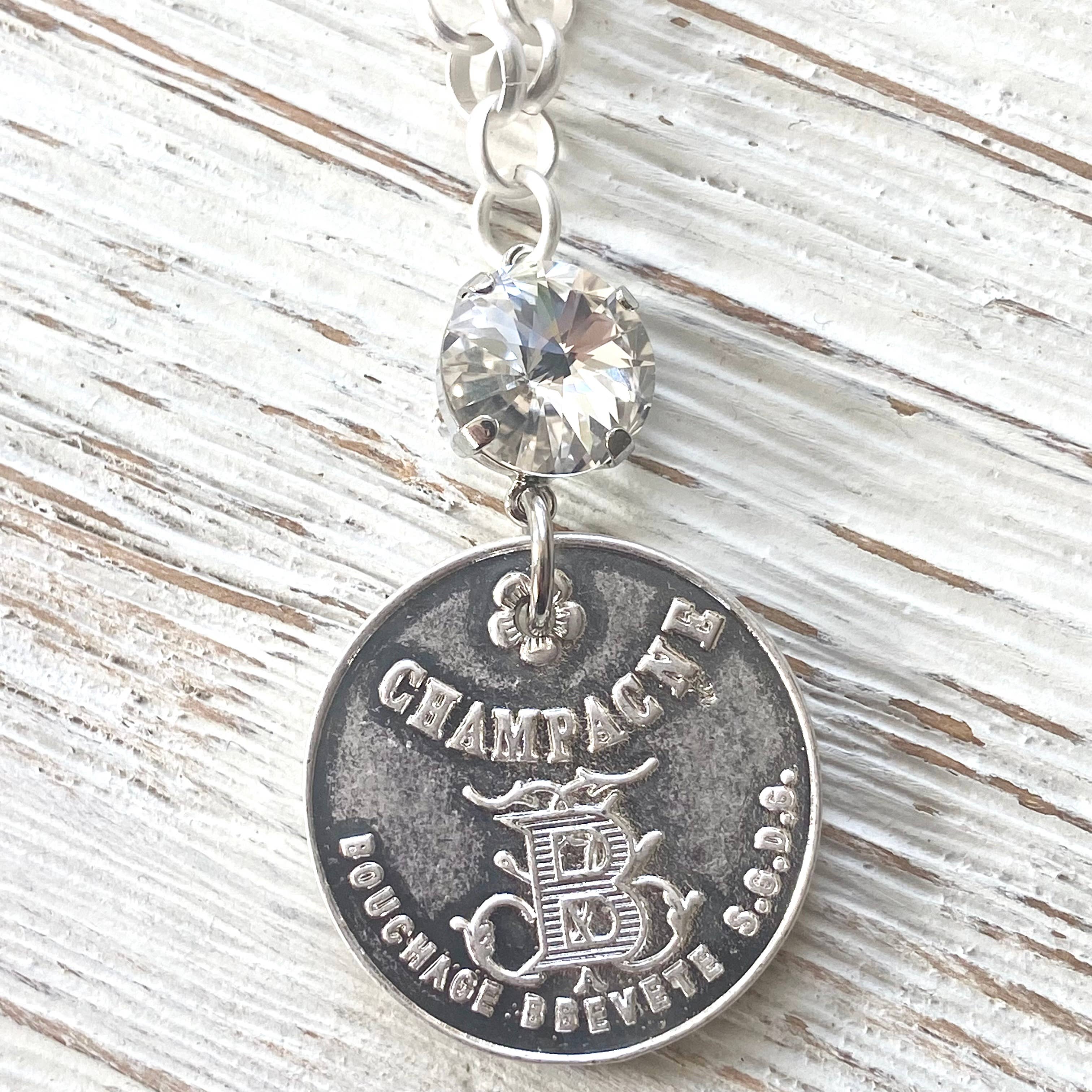 Champagne French coin necklace boutique salon jewelry