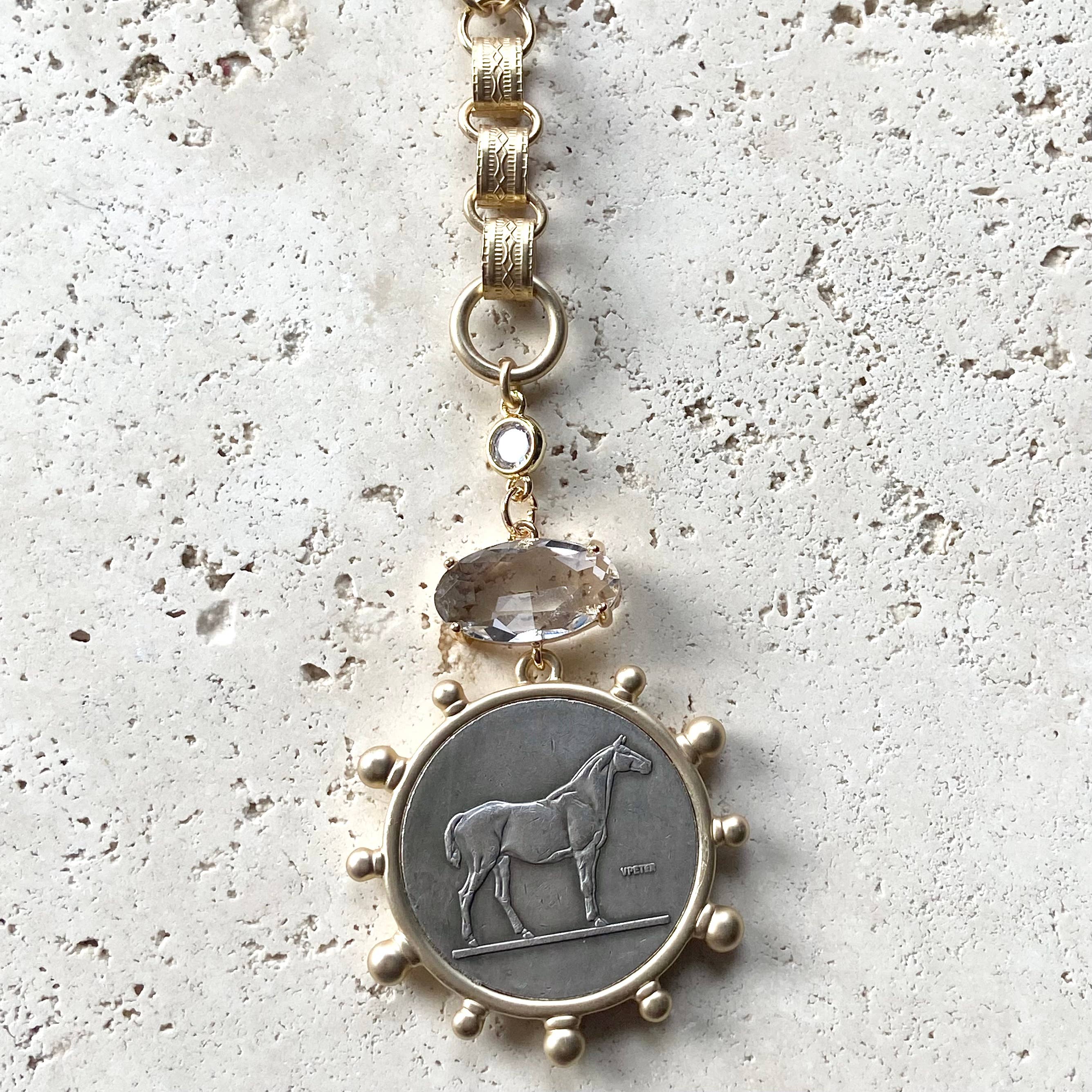 Horse jewelry french coin necklace  equestrian store