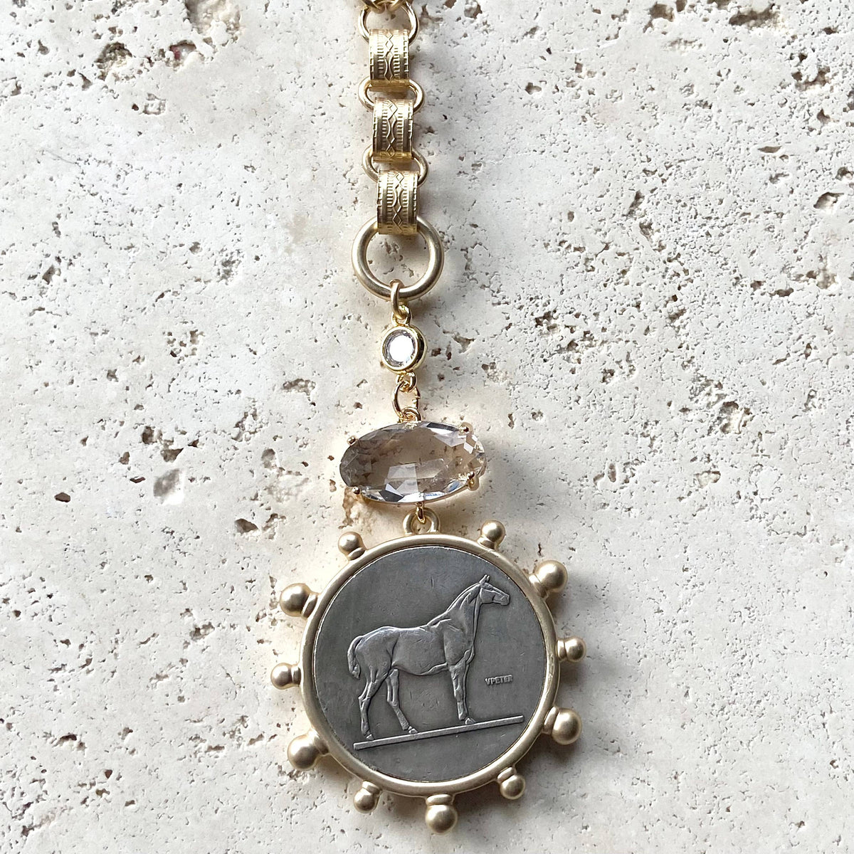 Horse jewelry french coin necklace  equestrian store
