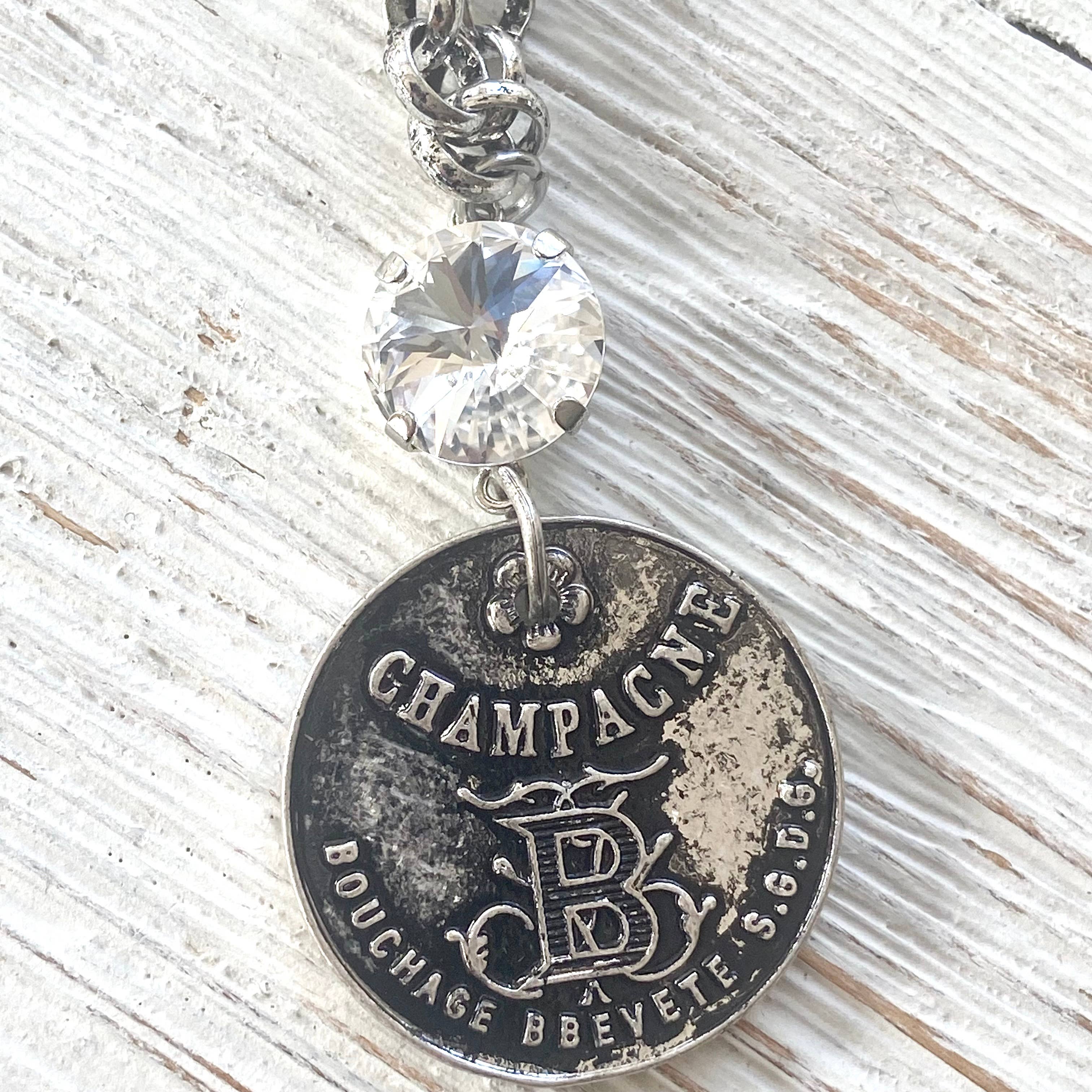 Champagne French coin necklace boutique salon jewelry