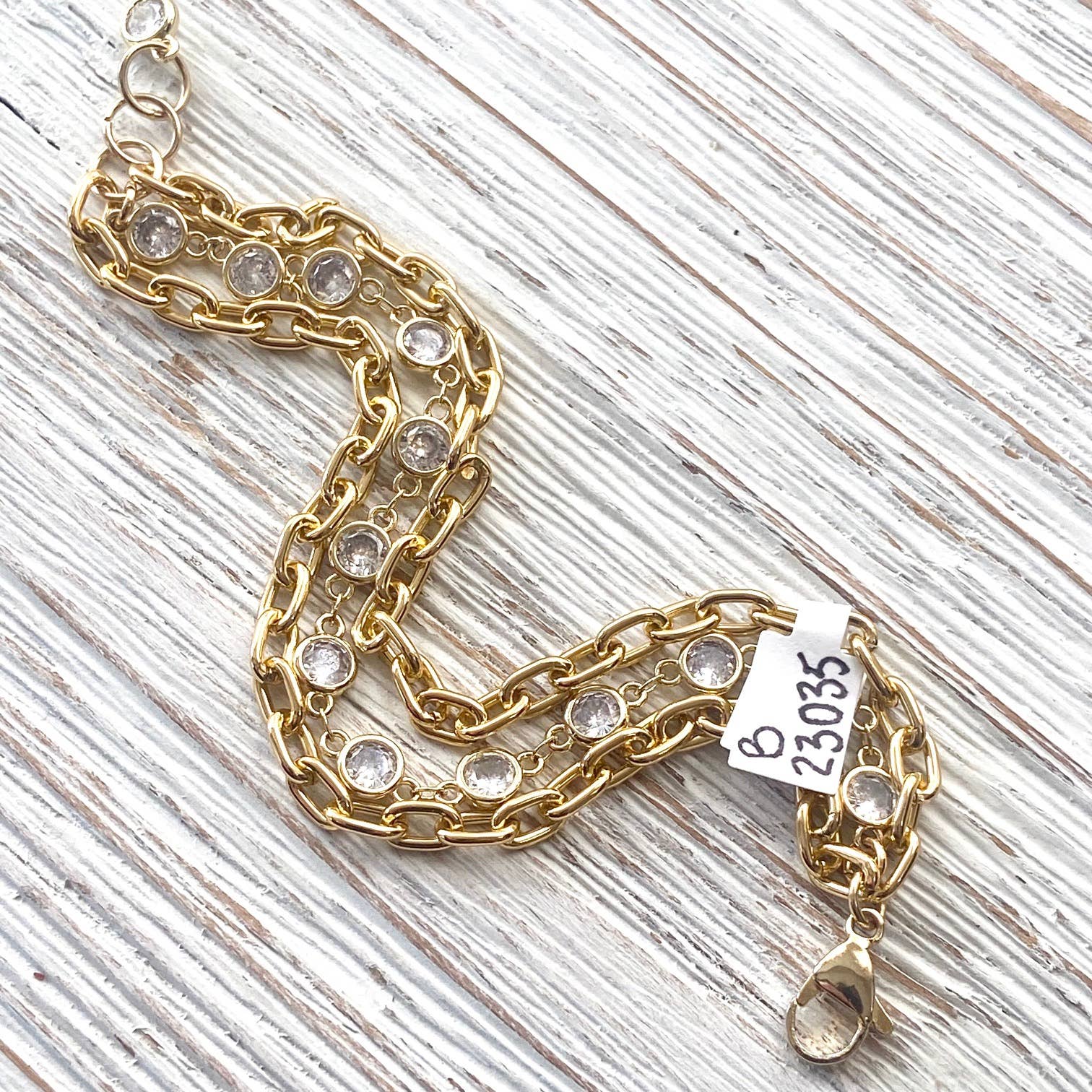 Crystal gold bracelet boutique salon trendy jewelry pave