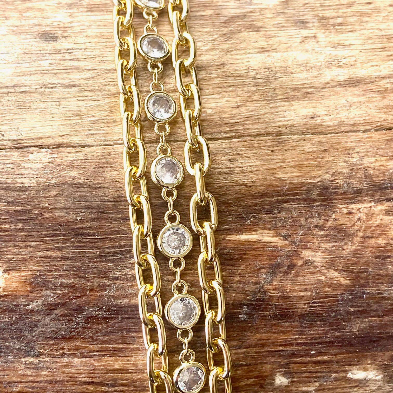 Crystal gold bracelet boutique salon trendy jewelry pave