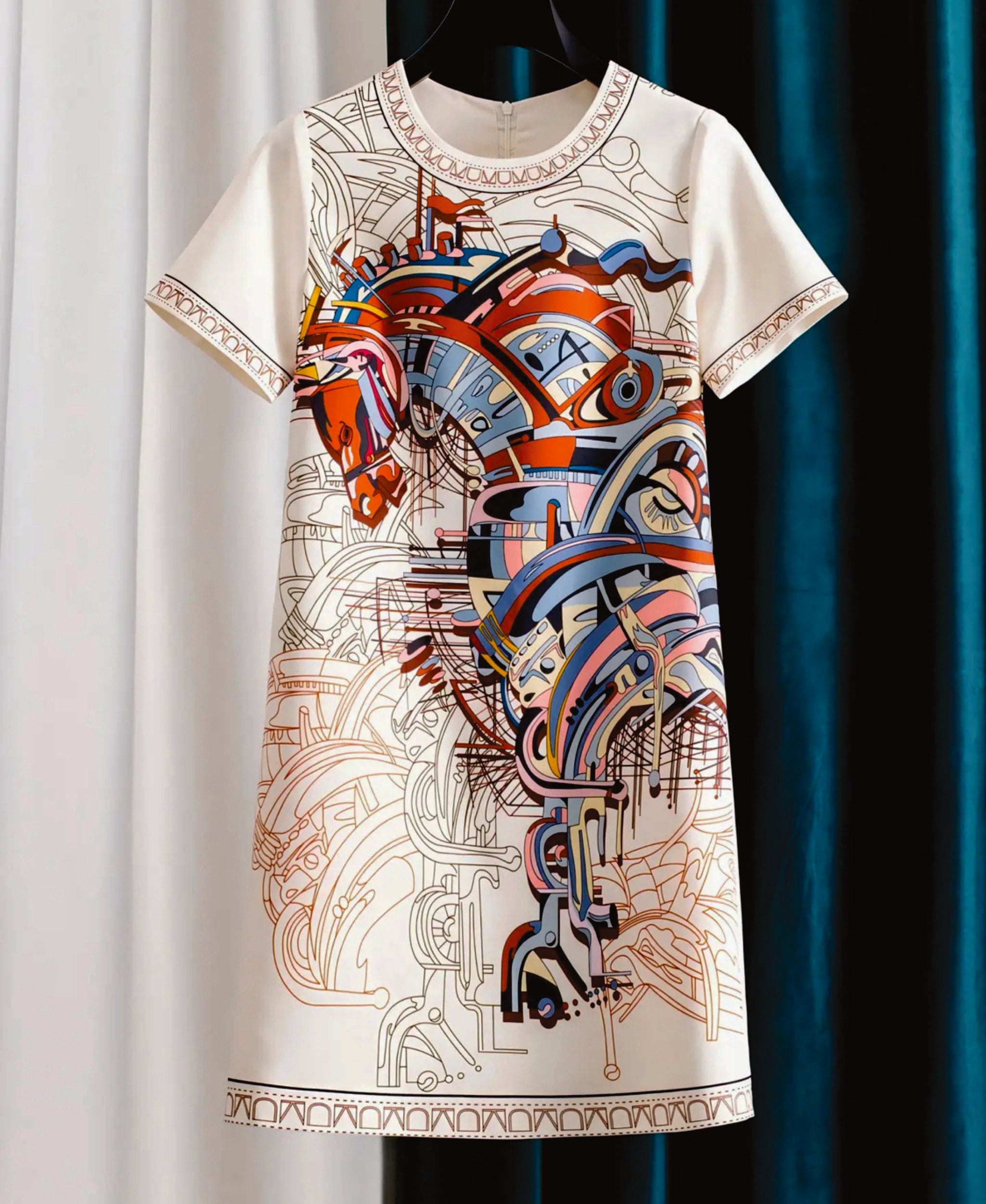 The Gallery Silk-Print Shift Dress