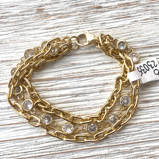 Crystal gold bracelet boutique salon trendy jewelry pave